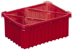 Akro-Mils - 0.59 Cu Ft, 40 Lb Load Capacity Red Polypropylene Dividable Container - Stacking, 16-1/2" Long x 10.9" Wide x 8" High - All Tool & Supply