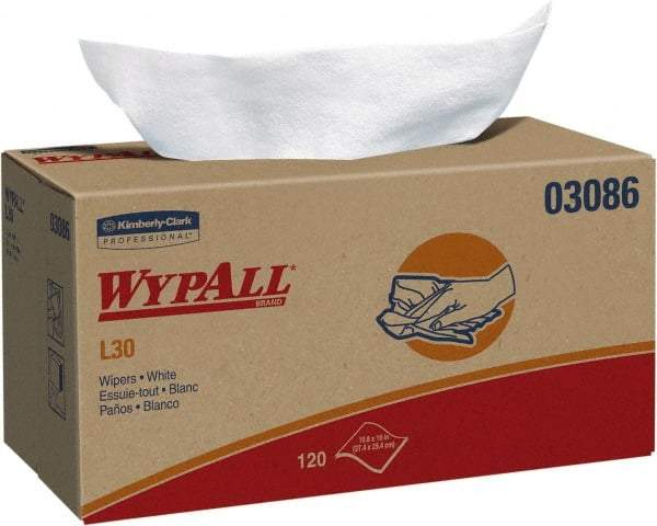 WypAll - L30 Dry General Purpose Wipes - Pop-Up, 10-3/4" x 10" Sheet Size, White - All Tool & Supply