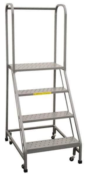 PW Platforms - 4 Step Ladder - Rolling Safety Ladder, 300 Lb Capacity, 40" Platform Height, 26" Base Width x 34" Base Depth - All Tool & Supply