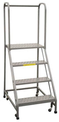 PW Platforms - 4 Step Ladder - Rolling Safety Ladder, 300 Lb Capacity, 40" Platform Height, 26" Base Width x 34" Base Depth - All Tool & Supply