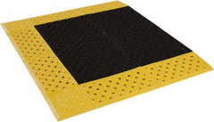 Notrax - 3' Long, Dry/Wet Environment, Anti-Fatigue Matting - Black with Yellow Borders, Vinyl with Vinyl Base, Beveled on 3 Sides - All Tool & Supply