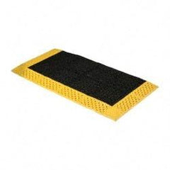 Notrax - 5' Long, Dry/Wet Environment, Anti-Fatigue Matting - Black with Yellow Borders, Vinyl with Vinyl Base, Beveled on 3 Sides - All Tool & Supply