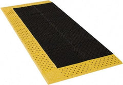 Notrax - 6' Long, Dry/Wet Environment, Anti-Fatigue Matting - Black with Yellow Borders, Vinyl with Vinyl Base, Beveled on 3 Sides - All Tool & Supply