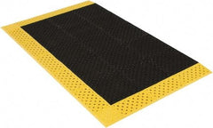 Notrax - 6' Long, Dry/Wet Environment, Anti-Fatigue Matting - Black with Yellow Borders, Vinyl with Vinyl Base, Beveled on 3 Sides - All Tool & Supply