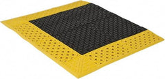 Notrax - 3' Long, Dry/Wet Environment, Anti-Fatigue Matting - Black with Yellow Borders, Vinyl with Vinyl Base, Beveled on 3 Sides - All Tool & Supply