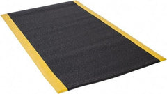 Wearwell - 5' Long x 3' Wide, Dry Environment, Anti-Fatigue Matting - Black with Yellow Borders, Urethane with Vinyl Sponge Base, Rounded on 4 Sides - All Tool & Supply