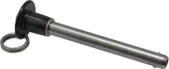 Jergens - 3/8" Diam, 3" Usable Length, Button Handle, Push Button Quick Release Pin - 4-1/2" OAL, Grade 17-4 Stainless Steel, Passivated Finish - All Tool & Supply