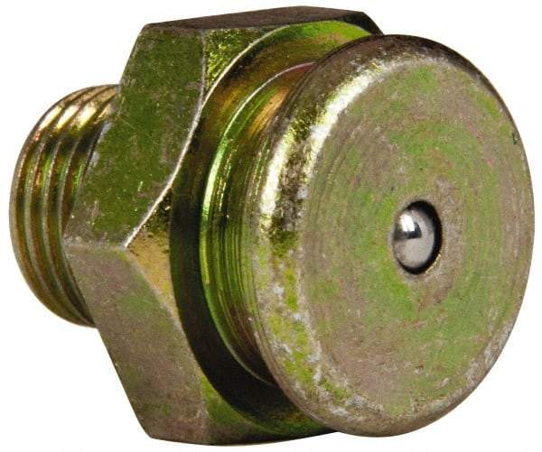 Value Collection - Straight Head Angle, 1/8 NPT Steel Button-Head Grease Fitting - 15.88mm Hex - All Tool & Supply