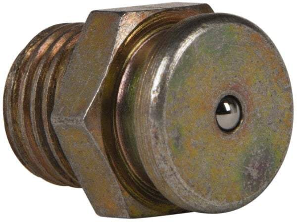 Value Collection - Straight Head Angle, 1/4 NPT Steel Button-Head Grease Fitting - 15.88mm Hex - All Tool & Supply