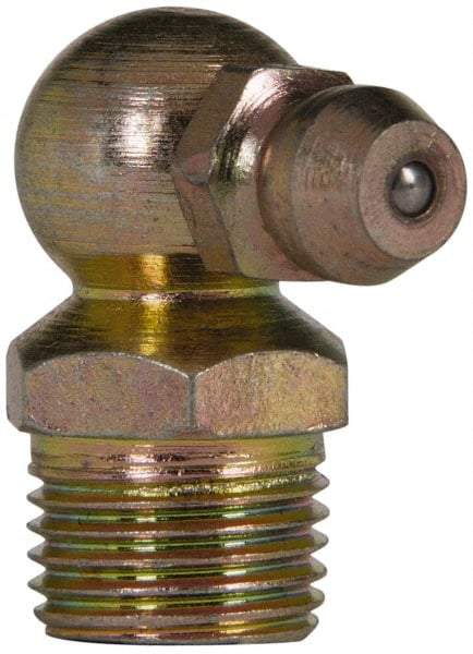 Value Collection - 90° Head Angle, 1/8 NPT Steel Standard Grease Fitting - 11.11mm Hex - All Tool & Supply