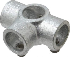 Kee - 3/4" Pipe, Side Outlet Tee, Side Outlet Cross, Malleable Iron Cross Pipe Rail Fitting - Galvanized Finish - All Tool & Supply