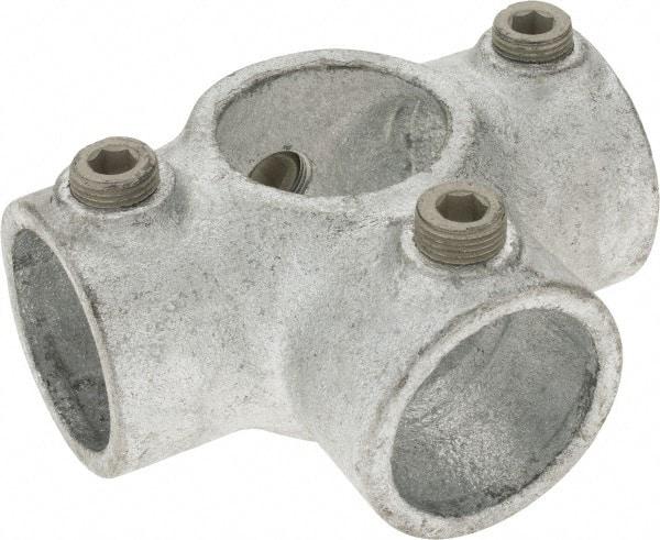 Kee - 1-1/4" Pipe, Side Outlet Tee, Malleable Iron Tee Pipe Rail Fitting - Galvanized Finish - All Tool & Supply