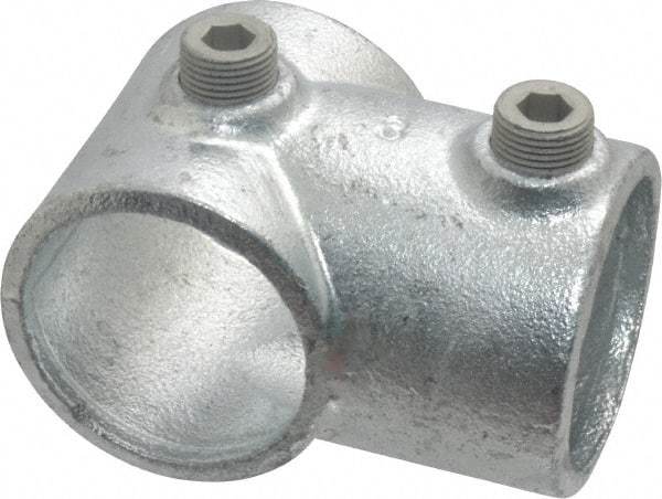 Kee - 1-1/2" Pipe, Single Socket Tee, Malleable Iron Tee Pipe Rail Fitting - Galvanized Finish - All Tool & Supply