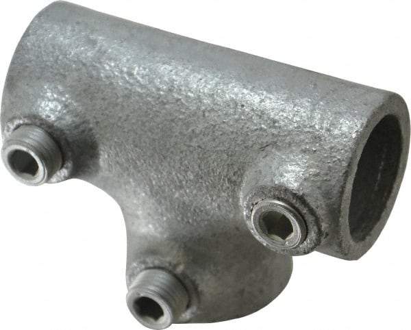 Kee - 3/4" Pipe, 90° Three Socket Tee, Malleable Iron Tee Pipe Rail Fitting - Galvanized Finish - All Tool & Supply