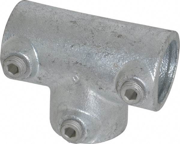 Kee - 1" Pipe, 90° Three Socket Tee, Malleable Iron Tee Pipe Rail Fitting - Galvanized Finish - All Tool & Supply