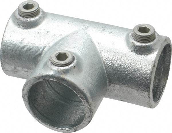 Kee - 1-1/4" Pipe, 90° Three Socket Tee, Malleable Iron Tee Pipe Rail Fitting - Galvanized Finish - All Tool & Supply