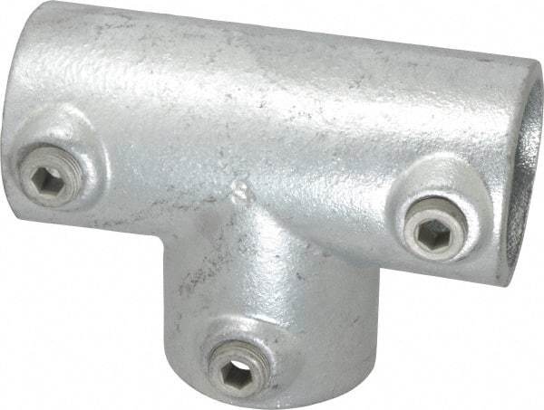 Kee - 1-1/2" Pipe, 90° Three Socket Tee, Malleable Iron Tee Pipe Rail Fitting - Galvanized Finish - All Tool & Supply