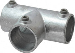 Kee - 2" Pipe, 90° Three Socket Tee, Malleable Iron Tee Pipe Rail Fitting - Galvanized Finish - All Tool & Supply