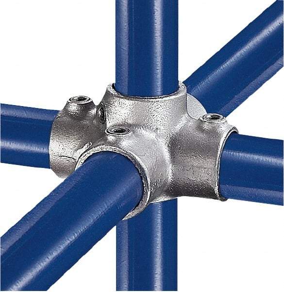 Kee - 3/4" Pipe, Four Socket Cross, Malleable Iron Cross Pipe Rail Fitting - Galvanized Finish - All Tool & Supply