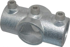 Kee - 1-1/4" Pipe, Two Socket Cross, Malleable Iron Cross Pipe Rail Fitting - Galvanized Finish - All Tool & Supply