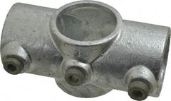 Kee - 1-1/2" Pipe, Two Socket Cross, Malleable Iron Cross Pipe Rail Fitting - Galvanized Finish - All Tool & Supply