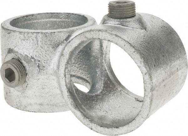 Kee - 1-1/2" Pipe, Crossover, Malleable Iron Cross Pipe Rail Fitting - Galvanized Finish - All Tool & Supply