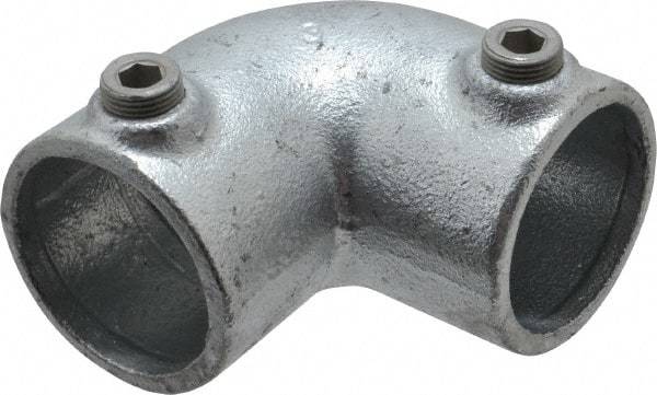 Kee - 1-1/2" Pipe, 90° Elbow, Malleable Iron Elbow Pipe Rail Fitting - Galvanized Finish - All Tool & Supply