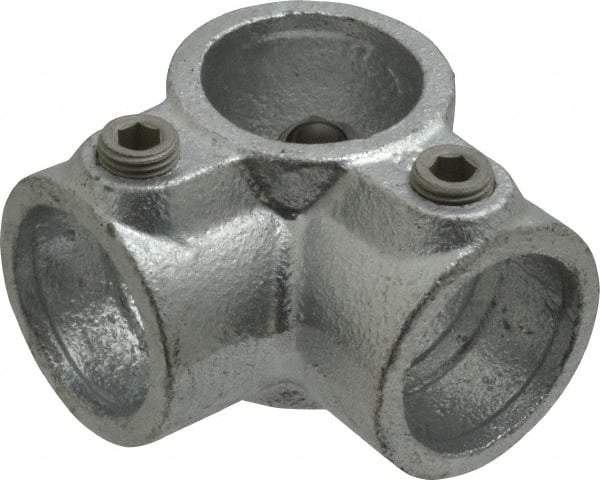 Kee - 1" Pipe, Side Outlet Tee, Malleable Iron Tee Pipe Rail Fitting - Galvanized Finish - All Tool & Supply