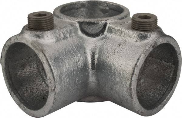 Kee - 1-1/4" Pipe, Side Outlet Tee, Malleable Iron Tee Pipe Rail Fitting - Galvanized Finish - All Tool & Supply