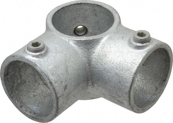 Kee - 2" Pipe, 90° Two Socket Tee, Malleable Iron Tee Pipe Rail Fitting - Galvanized Finish - All Tool & Supply