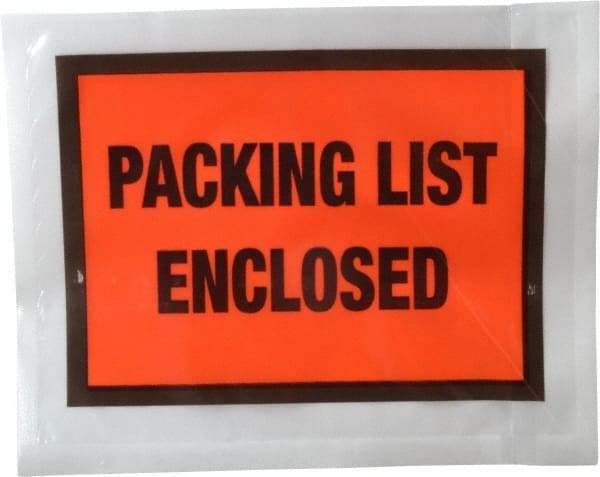 Nifty Products - 1,000 Piece, 5-1/2" Long x 4-1/2" Wide, Envelope - Packing List Enclosed, Orange Full Faced - All Tool & Supply