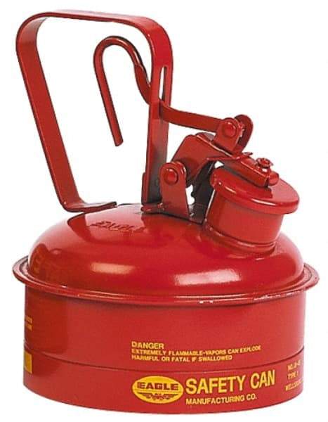 Eagle - 2 Qt Galvanized Steel Type I Safety Can - 8-3/4" High x 6-3/4" Diam, Red with Yellow - All Tool & Supply