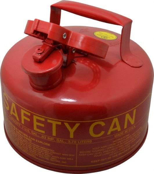 Eagle - 1 Gal Galvanized Steel Type I Safety Can - 10" High x 9" Diam, Red with Yellow - All Tool & Supply