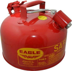 Eagle - 2 Gal Galvanized Steel Type II Safety Can - 9-1/2" High x 11-1/4" Diam, Red with Yellow - All Tool & Supply