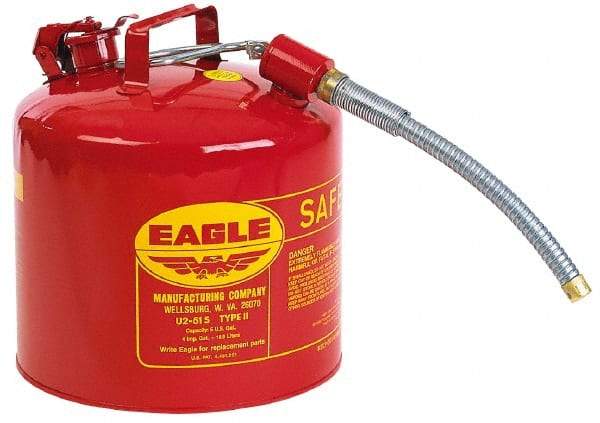 Eagle - 5 Gal Galvanized Steel Type II Safety Can - 13-1/2" High x 12-1/2" Diam, Red with Yellow - All Tool & Supply