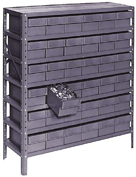 Value Collection - 72 Bin Bin Shelving Unit with Drawers - 36 Inch Overall Width x 12 Inch Overall Depth x 75 Inch Overall Height, Gray Plastic Bins - All Tool & Supply