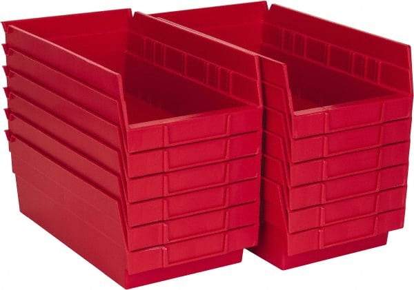 Akro-Mils - 11-5/8" Deep, Red Hopper Shelf Bin - 4" High x 6-5/8" Wide x 11-5/8" Long - All Tool & Supply