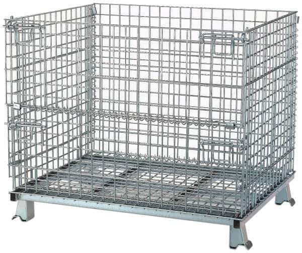 Nashville Wire - 40" Long x 32" Wide x 34-1/2" High Steel Basket-Style Bulk Folding Wire Stackable Container - 4,000 Lb. Load Capacity - All Tool & Supply