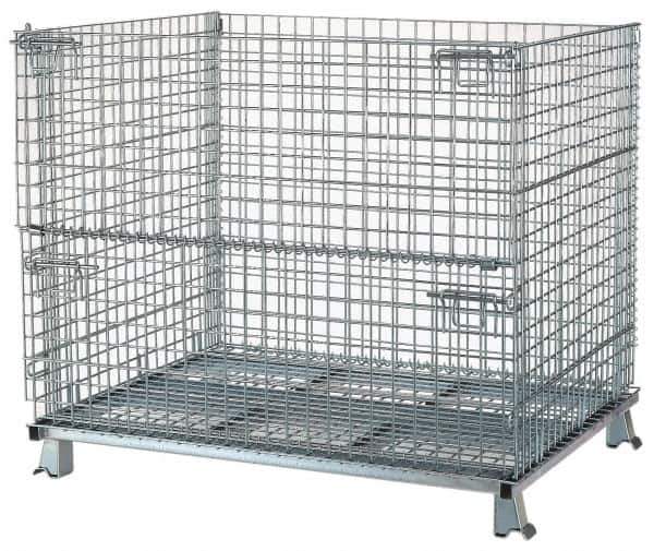 Nashville Wire - 48" Long x 40" Wide x 36" High Steel Basket-Style Bulk Folding Wire Stackable Container - 4,000 Lb. Load Capacity - All Tool & Supply