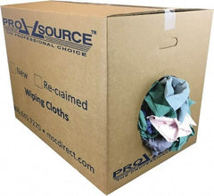 PRO-SOURCE - Reclaimed Poly/Cotton T-Shirt Rags - Assorted Colors, Poly/Cotton, Low Lint, 50 Lbs. at 4 to 6 per Pound, Box - All Tool & Supply