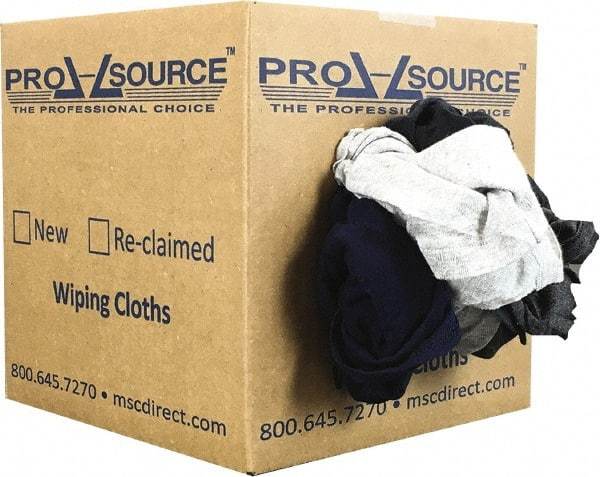 PRO-SOURCE - Reclaimed Poly/Cotton T-Shirt Rags - Assorted Colors, Polo, Low Lint, 5 Lbs. at 3 to 4 per Pound, Box - All Tool & Supply