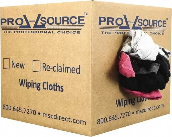 PRO-SOURCE - Reclaimed Cotton T-Shirt Rags - Assorted Colors, Polo, Low Lint, 10 Lbs. at 3 to 4 per Pound, Box - All Tool & Supply