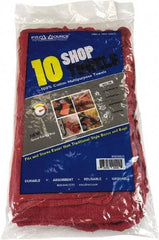 PRO-SOURCE - 14 Inch Long x 15 Inch Wide Virgin Cotton Shop Towel - Red, Ling Free, 10 Sheets per Pack, Bag - All Tool & Supply