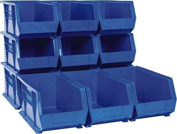 Akro-Mils - 60 Lb. Load Capacity, 14-3/4" Deep, Blue Polymer Hopper Stacking Bin - 7" High x 8-1/4" Wide x 14-3/4" Long - All Tool & Supply