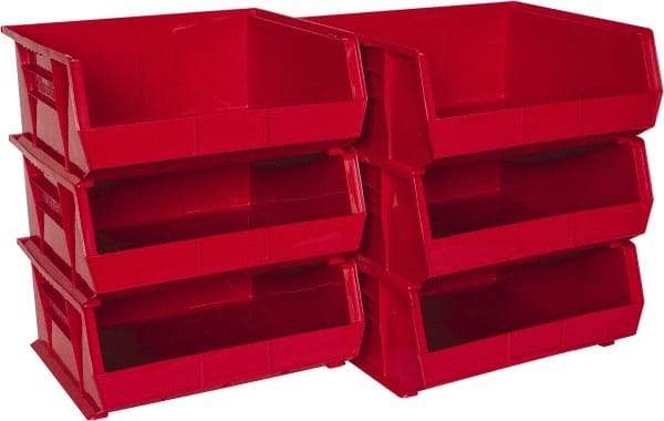 Akro-Mils - 75 Lb. Load Capacity, 14-3/4" Deep, Red Polymer Hopper Stacking Bin - 7" High x 16-1/2" Wide x 14-3/4" Long - All Tool & Supply