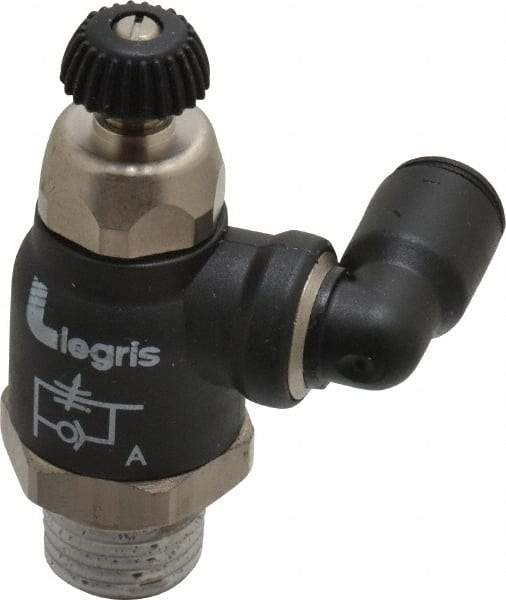 Legris - 1/4" Tube OD x 1/4" Male NPT Compact Swivel Outlet Flow Control Regulator - 0 to 145 psi & Nylon Material - All Tool & Supply