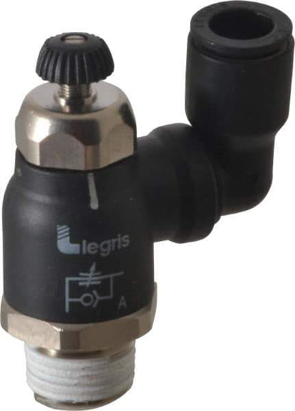 Legris - 3/8" Tube OD x 3/8" Male NPT Compact Swivel Outlet Flow Control Regulator - 0 to 145 psi & Nylon Material - All Tool & Supply