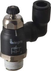 Legris - 3/8" Tube OD x 3/8" Male NPT Compact Swivel Outlet Flow Control Regulator - 0 to 145 psi & Nylon Material - All Tool & Supply