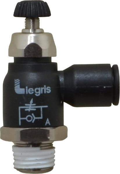 Legris - 8mm Tube OD x 1/4 Male BSPT Compact Meter Out Flow Control Valve - 14.5 to 145 psi, Nylon - All Tool & Supply