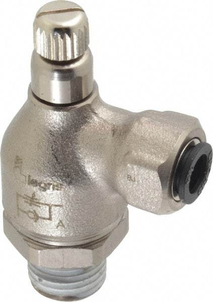 Legris - 1/4" Tube OD x 1/4" NPT Metal Flow Control Regulator - 0 to 145 psi & Treated Brass Material - All Tool & Supply